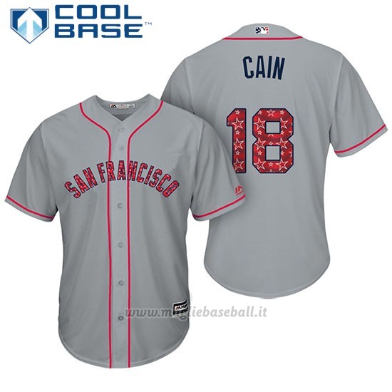 Maglia Baseball Uomo San Francisco Giants 2017 Estrellas y Rayas Matt Cain Grigio Cool Base